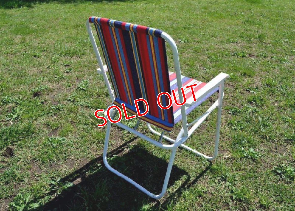 画像3: ６０ｓヴィンテージ・デニムストライプピクニックチェア (3)