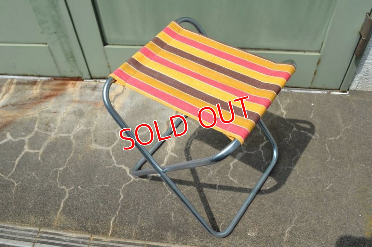 画像2: フォールディングスツール/コットン３色ストライプ (2)