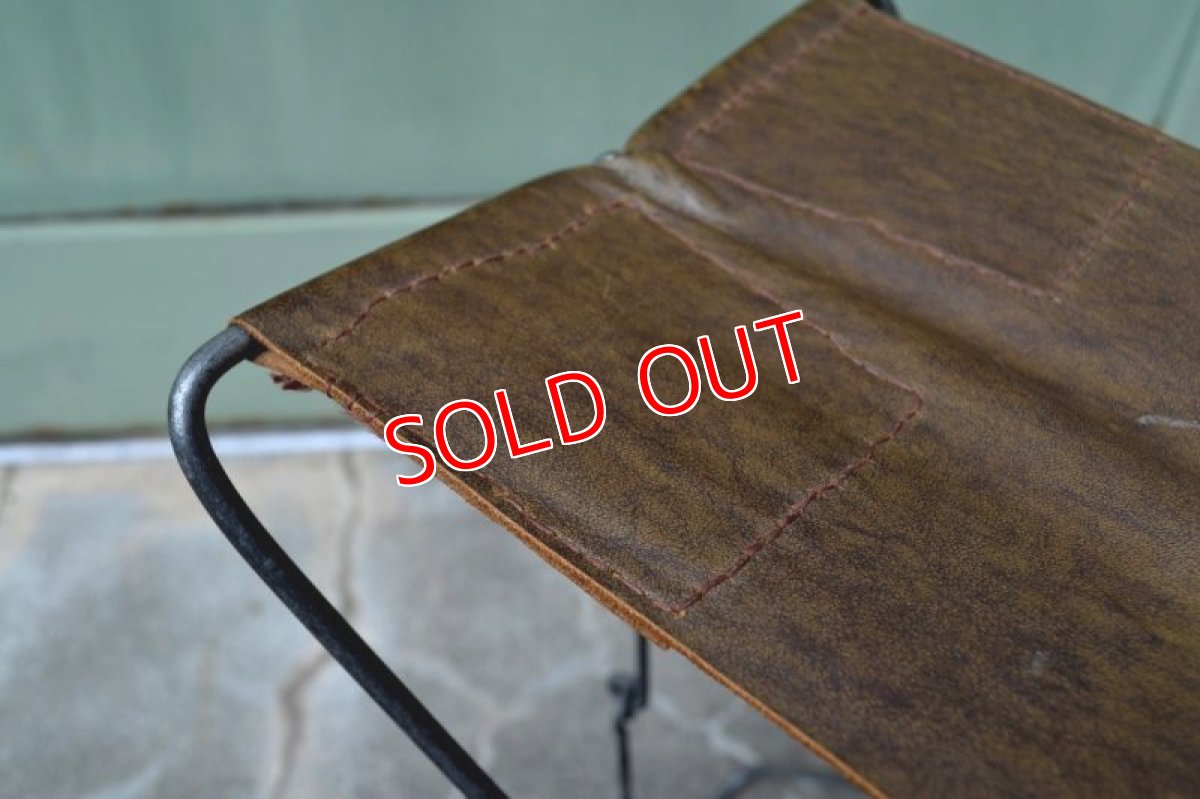 画像3: ドイツ製レザー折畳スツール (3)