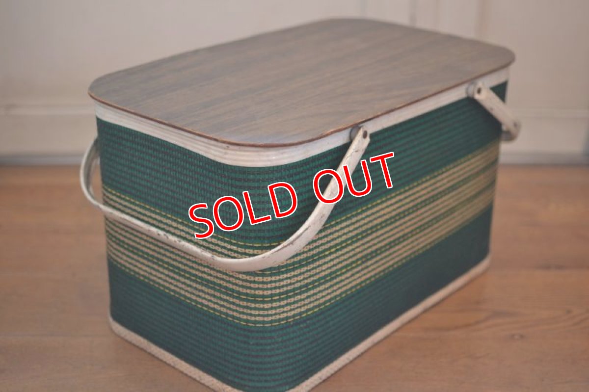 画像2: US６０ｓヴィンテージ・ピクニックバスケット/グリーン (2)