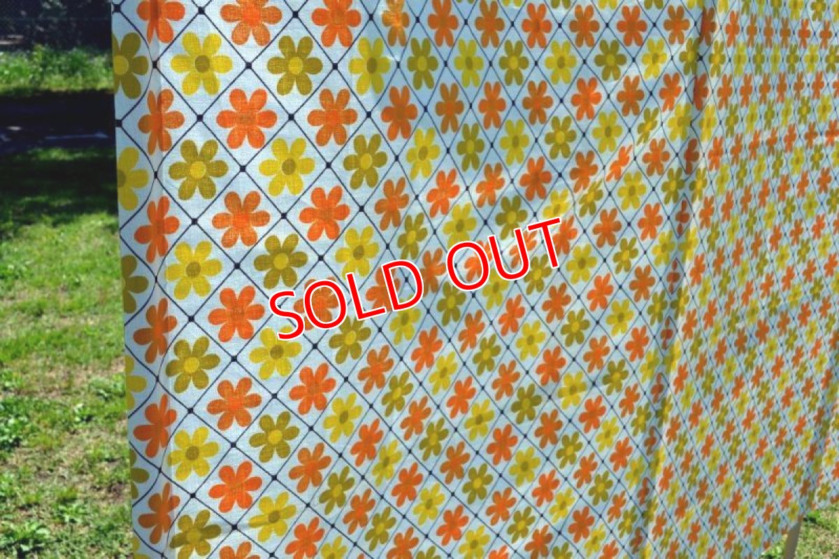 画像3: ６０ｓヴィンテージコットン陣幕/レトロフラワーB (3)