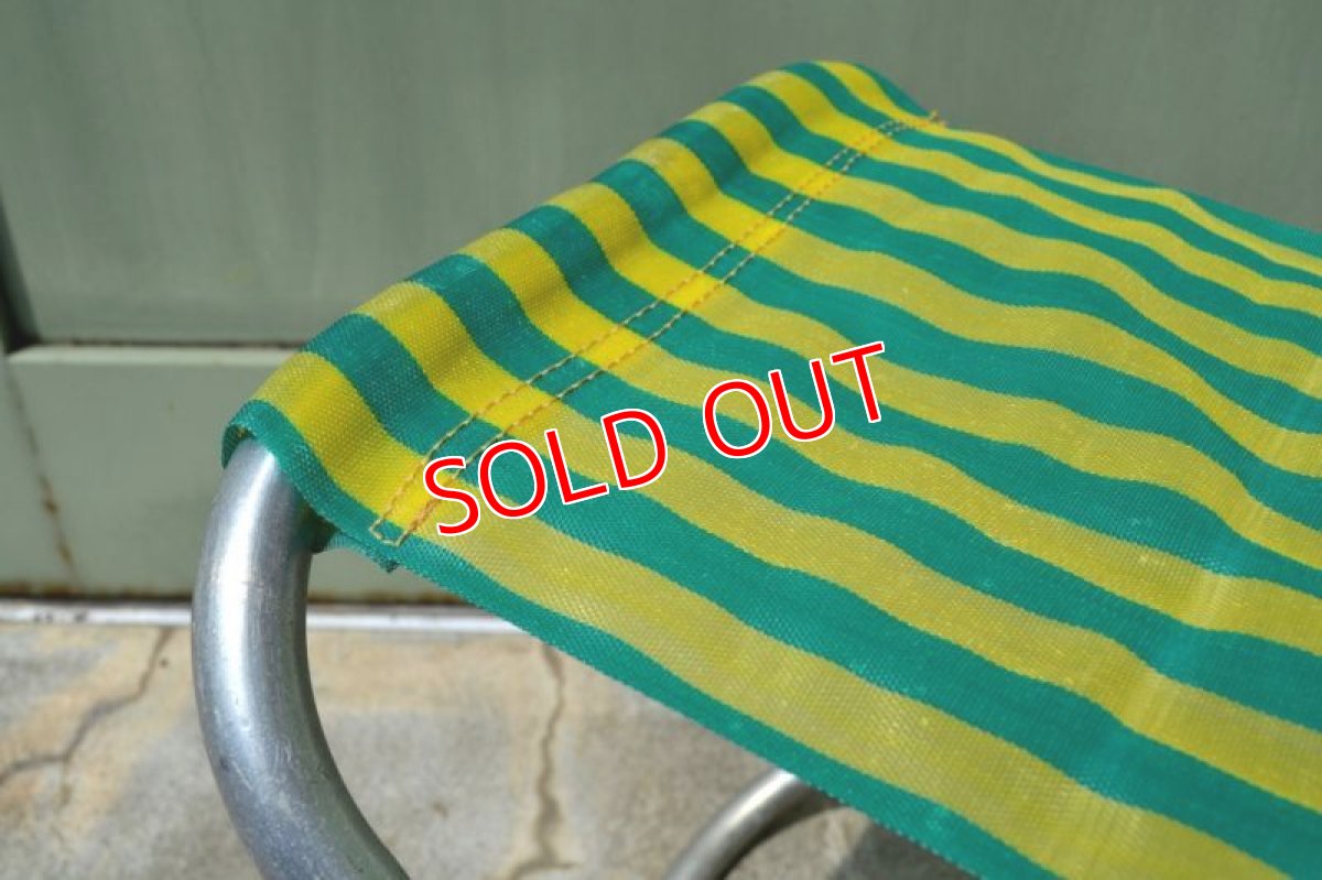 画像3: フォールディングスツール/グリーン×イエローストライプ (3)