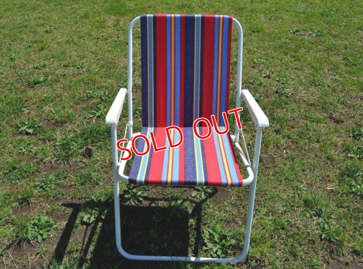 画像2: ６０ｓヴィンテージ・デニムストライプピクニックチェア (2)