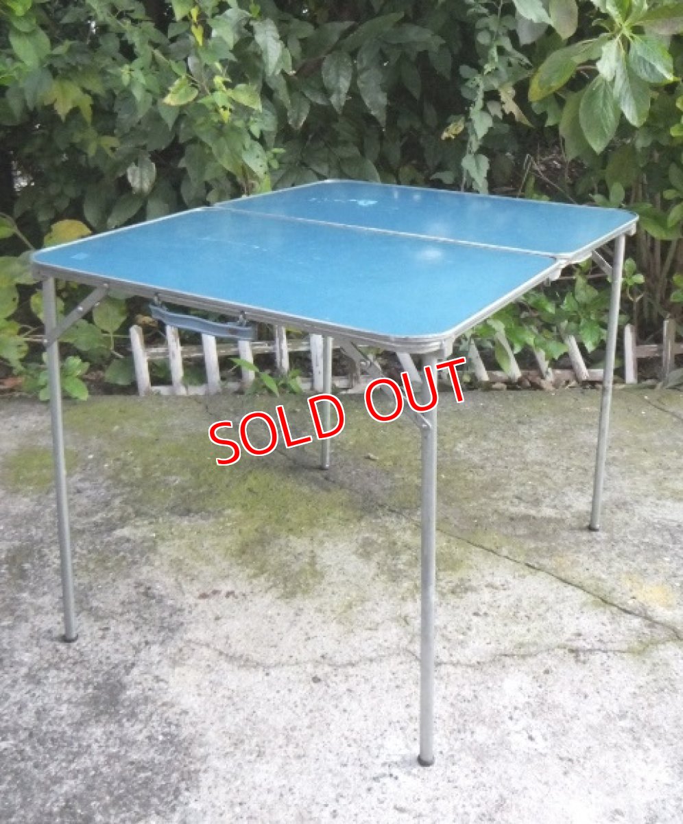 画像2: ６０ｓメタリックブルー・キャンプテーブルセット/４スツール付 (2)