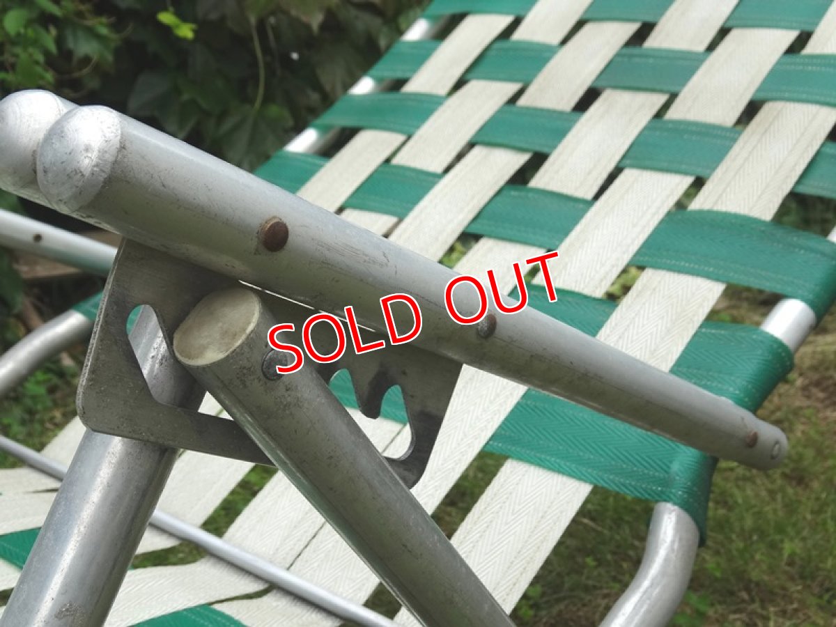 画像3: アルミ/ビニール　デッキチェア/グリーン (3)