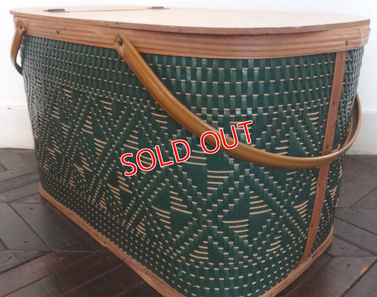 画像4: ＵＳ６０ｓピクニックバスケット/グリーン (4)