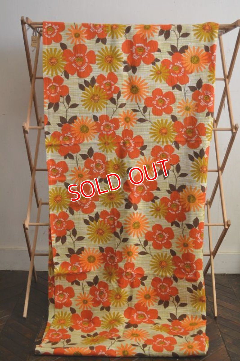 画像5: 70sヴィンテージ・レトロフラワー/オレンジ×グリーン (5)