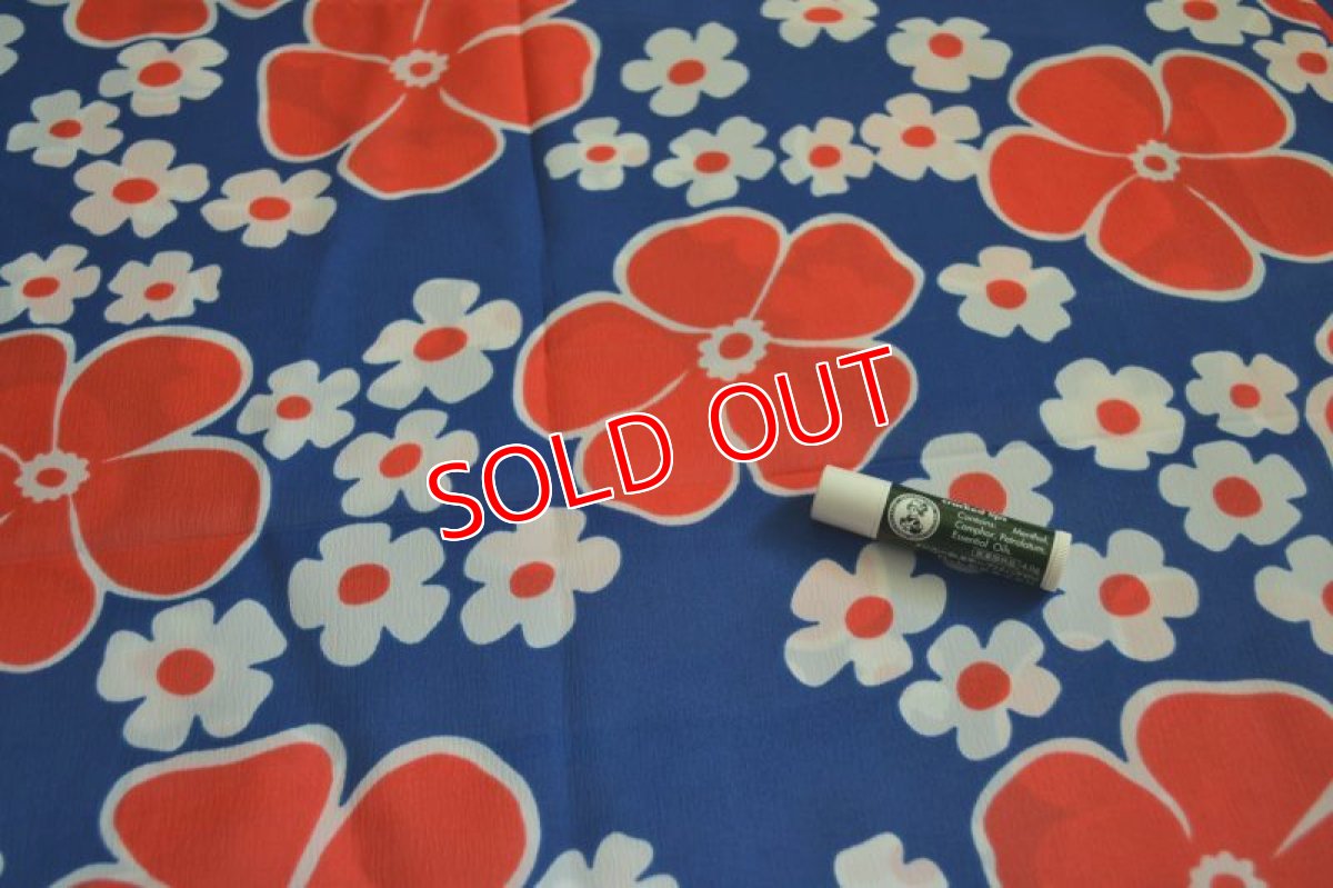 画像3: 70ｓヴィンテージ・レトロフラワー/ブルー×レッド (3)
