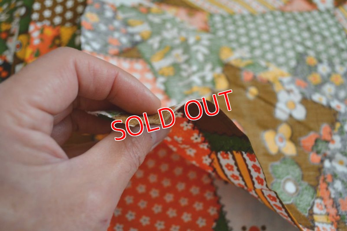 画像4: 70ｓヴィンテージ・レトロフラワー/パッチワーク柄 (4)