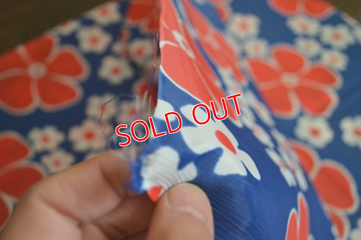 画像4: 70ｓヴィンテージ・レトロフラワー/ブルー×レッド (4)