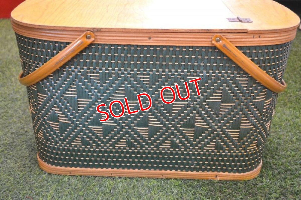 画像3: US６０ｓヴィンテージ・ピクニックバスケット/グリーン (3)