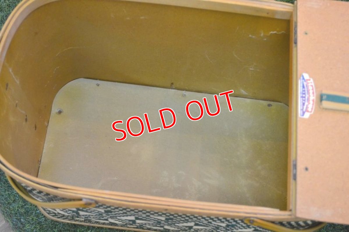 画像5: US６０ｓヴィンテージ・ピクニックバスケット/グリーン (5)