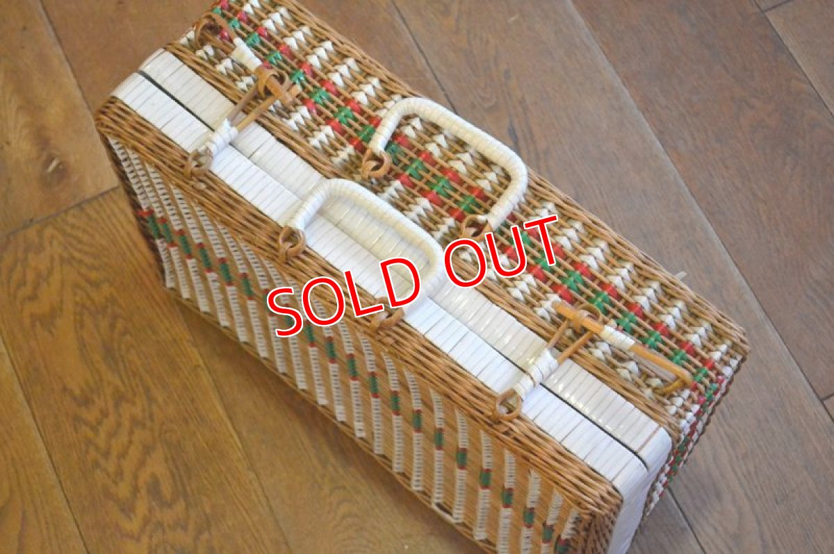 画像9: ３０ｓヴィンテージ/カラフルピクニックバスケット (9)