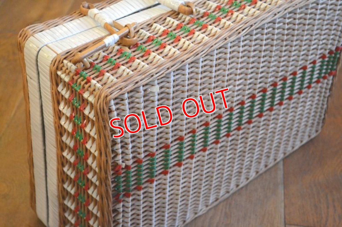 画像4: ３０ｓヴィンテージ/カラフルピクニックバスケット (4)