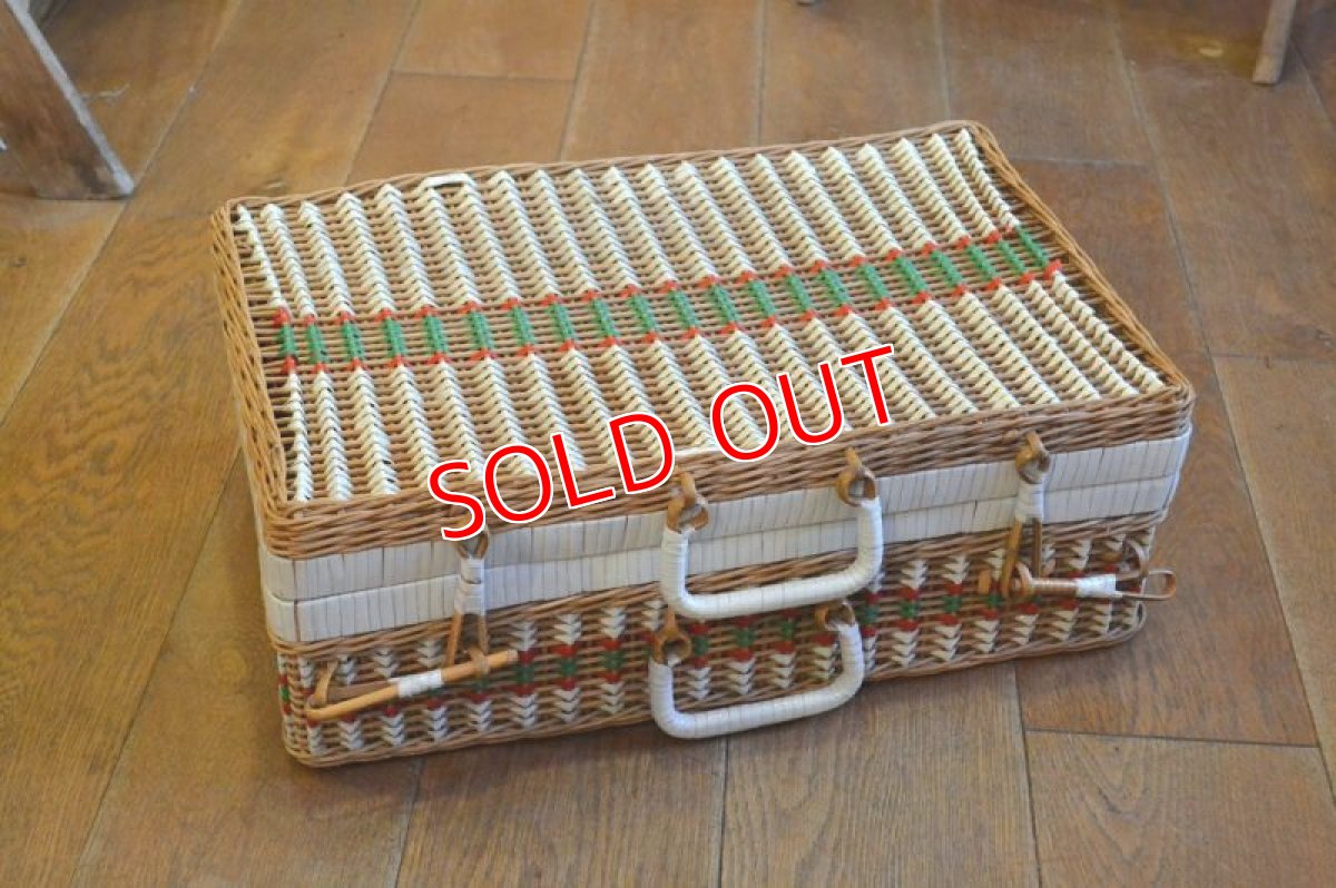 画像2: ３０ｓヴィンテージ/カラフルピクニックバスケット (2)