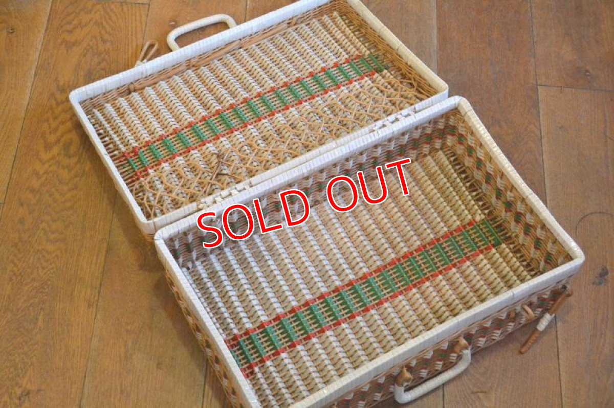 画像6: ３０ｓヴィンテージ/カラフルピクニックバスケット (6)