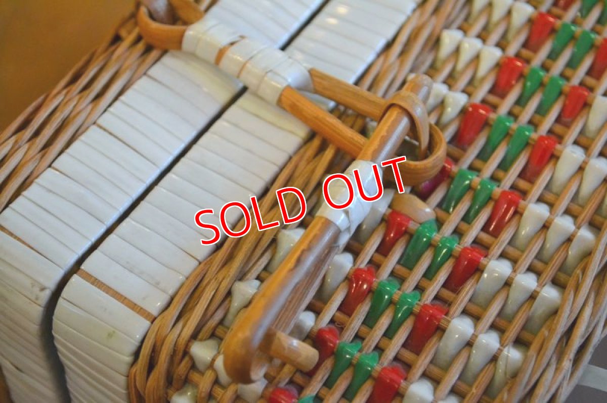 画像5: ３０ｓヴィンテージ/カラフルピクニックバスケット (5)