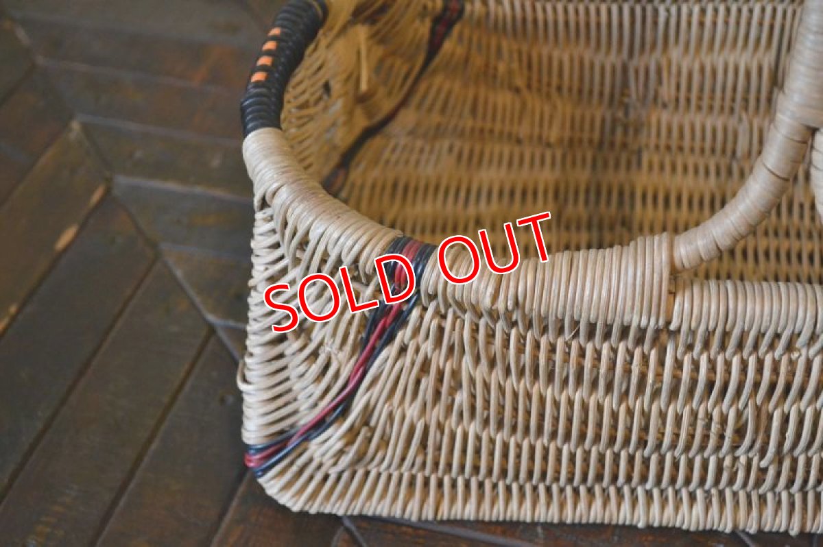 画像7: UKヴィンテージバスケット/オレンジ×レッドライン (7)