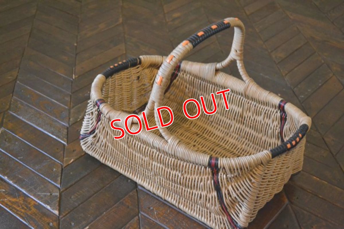 画像3: UKヴィンテージバスケット/オレンジ×レッドライン (3)