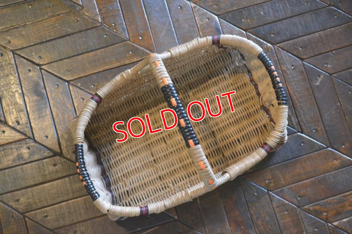 画像4: UKヴィンテージバスケット/オレンジ×レッドライン (4)