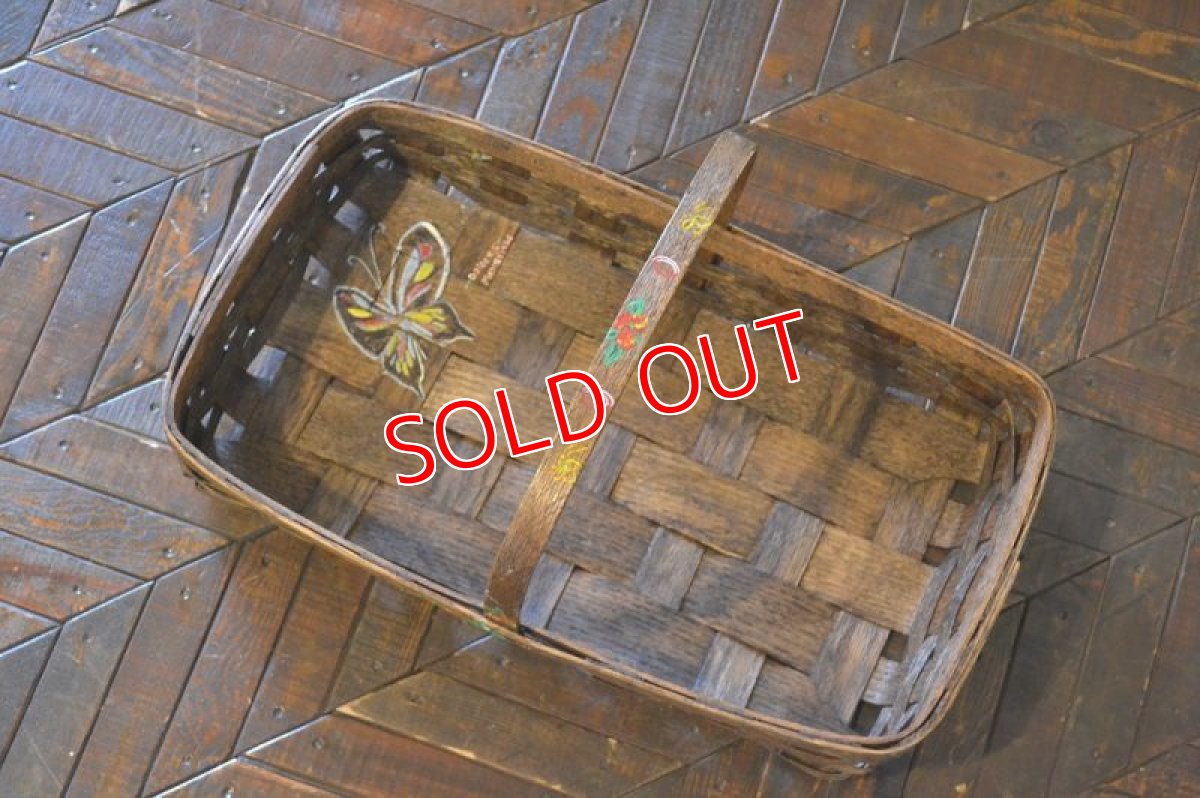 画像4: USヴィンテージ/トラグバスケット　ハンドペイント (4)