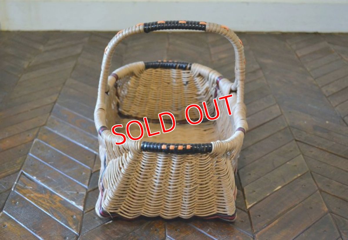 画像2: UKヴィンテージバスケット/オレンジ×レッドライン (2)