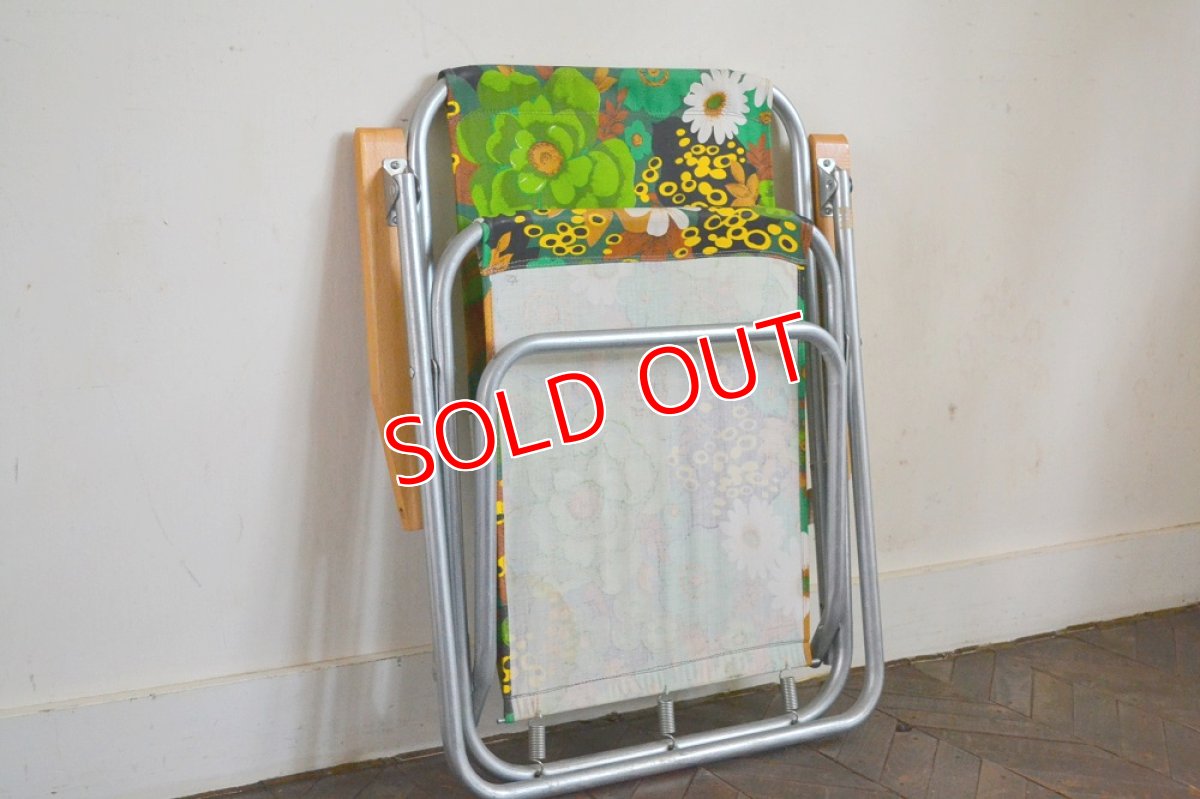 画像8: UK70sピクニックチェア/レトロフラワーグリーン (8)