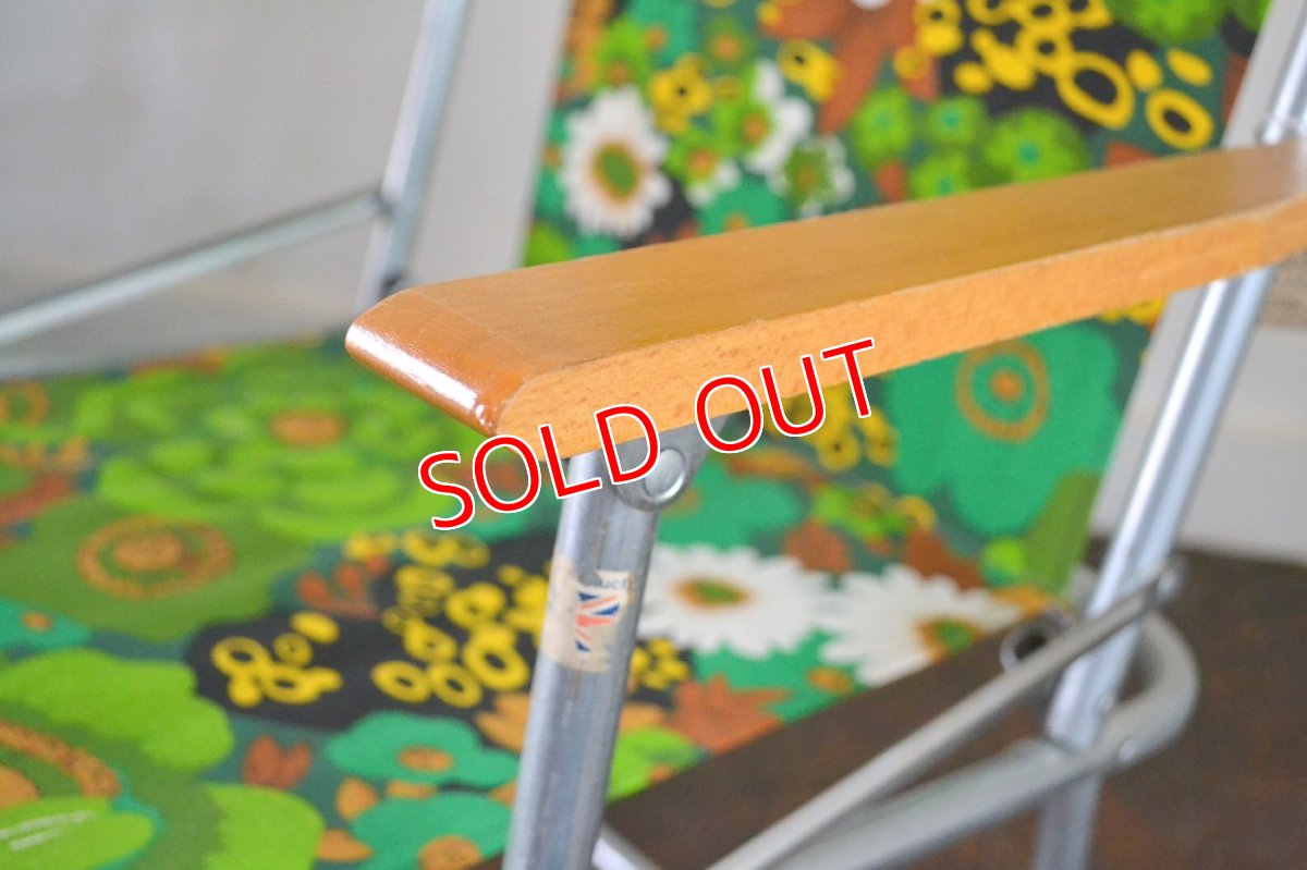 画像4: UK70sピクニックチェア/レトロフラワーグリーン (4)