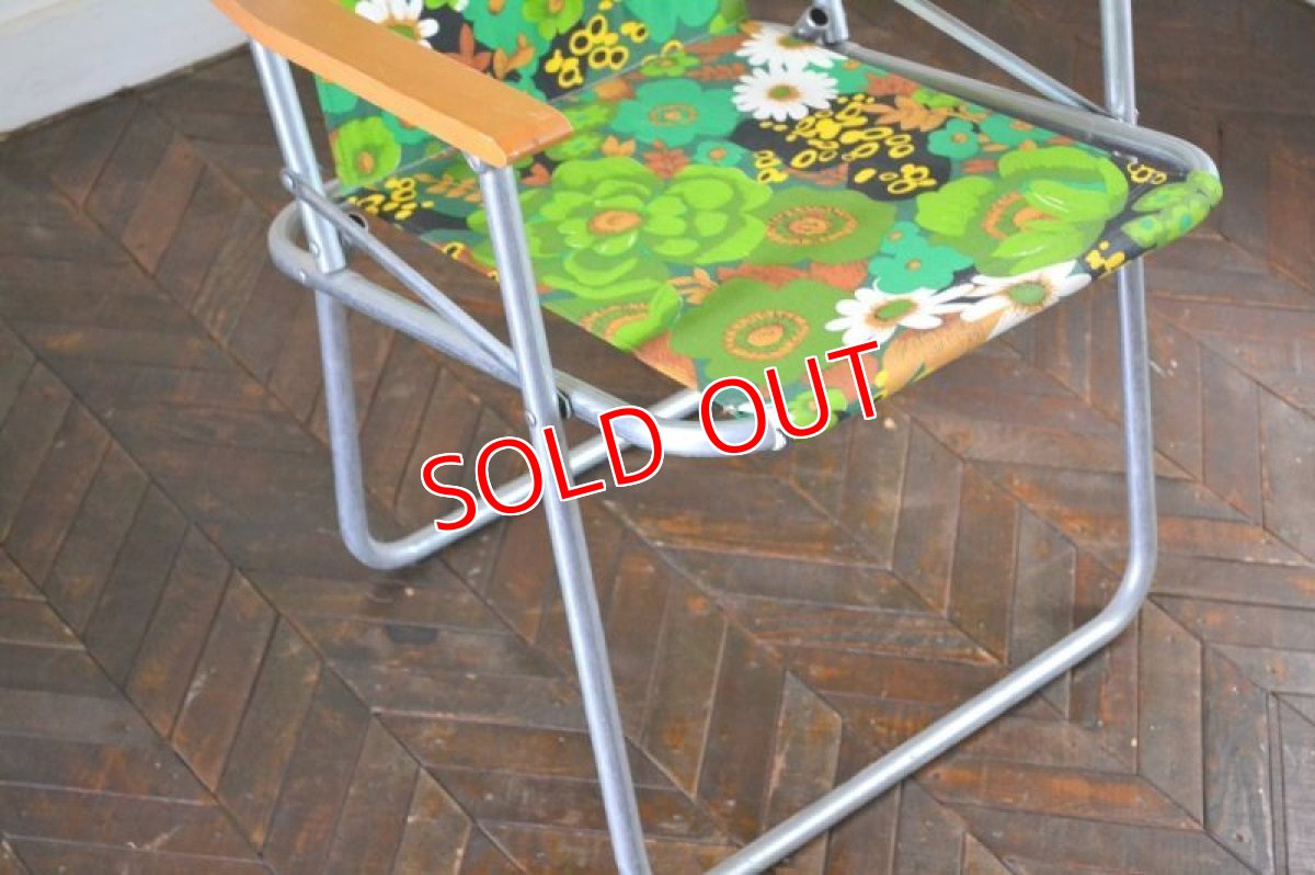 画像7: UK70sピクニックチェア/レトロフラワーグリーン (7)