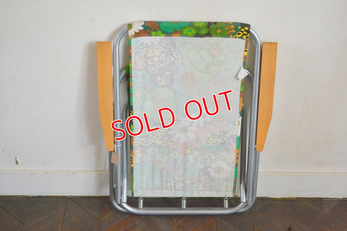 画像9: UK70sピクニックチェア/レトロフラワーグリーン (9)