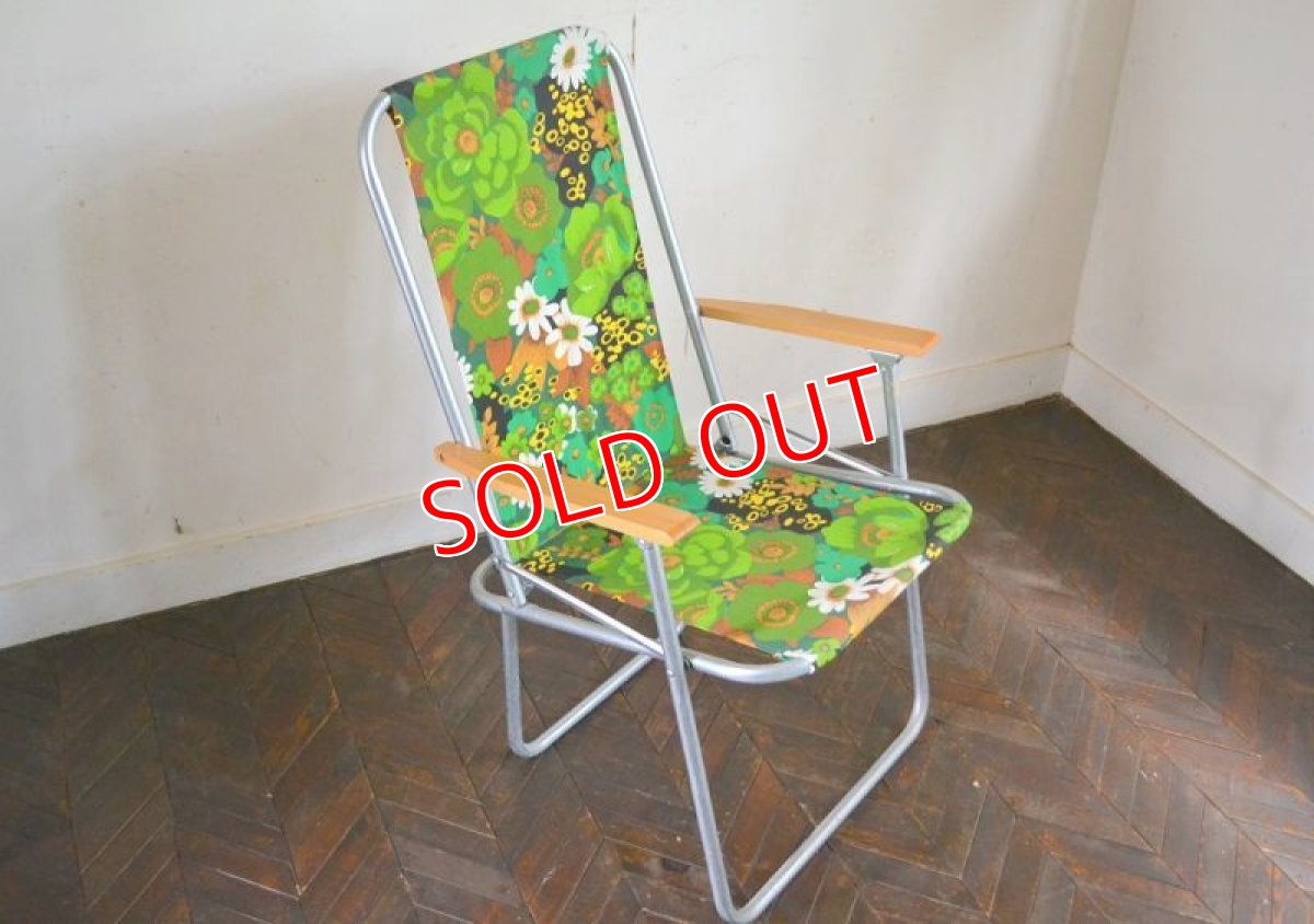 画像3: UK70sピクニックチェア/レトロフラワーグリーン (3)