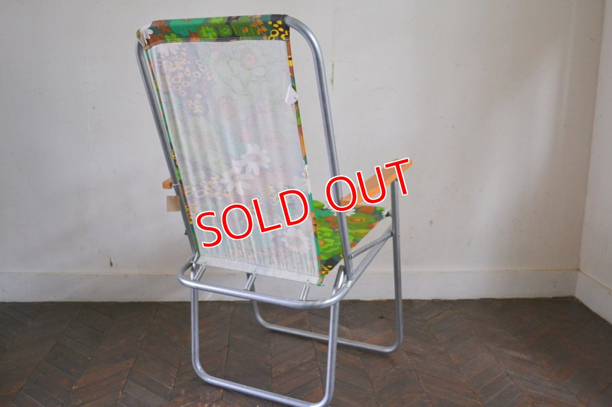 画像6: UK70sピクニックチェア/レトロフラワーグリーン (6)