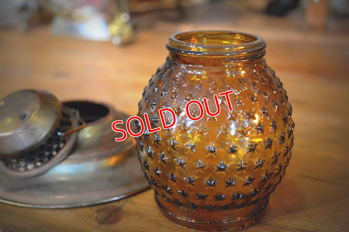 画像5: ６０ｓアンバーガラス星型シェードOILランプ (5)