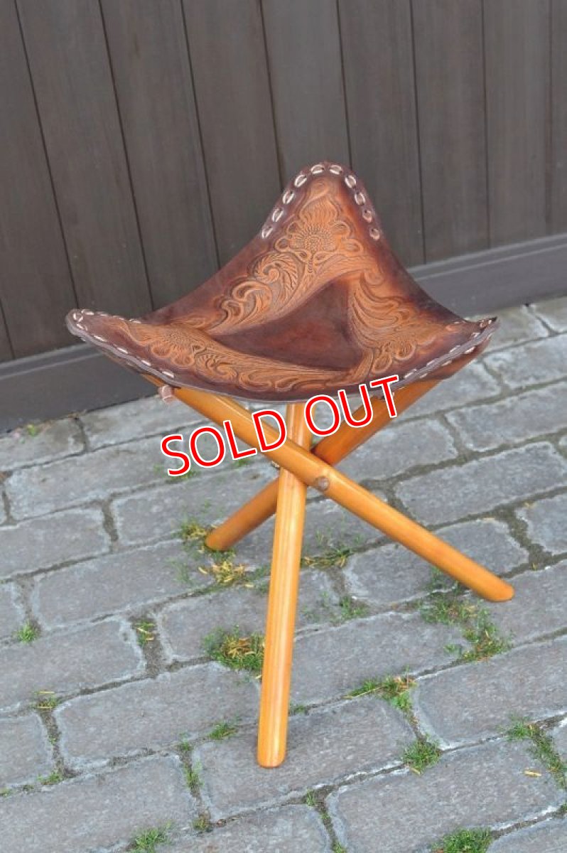 画像4: ヴィンテージ本革ハンティングチェア (4)