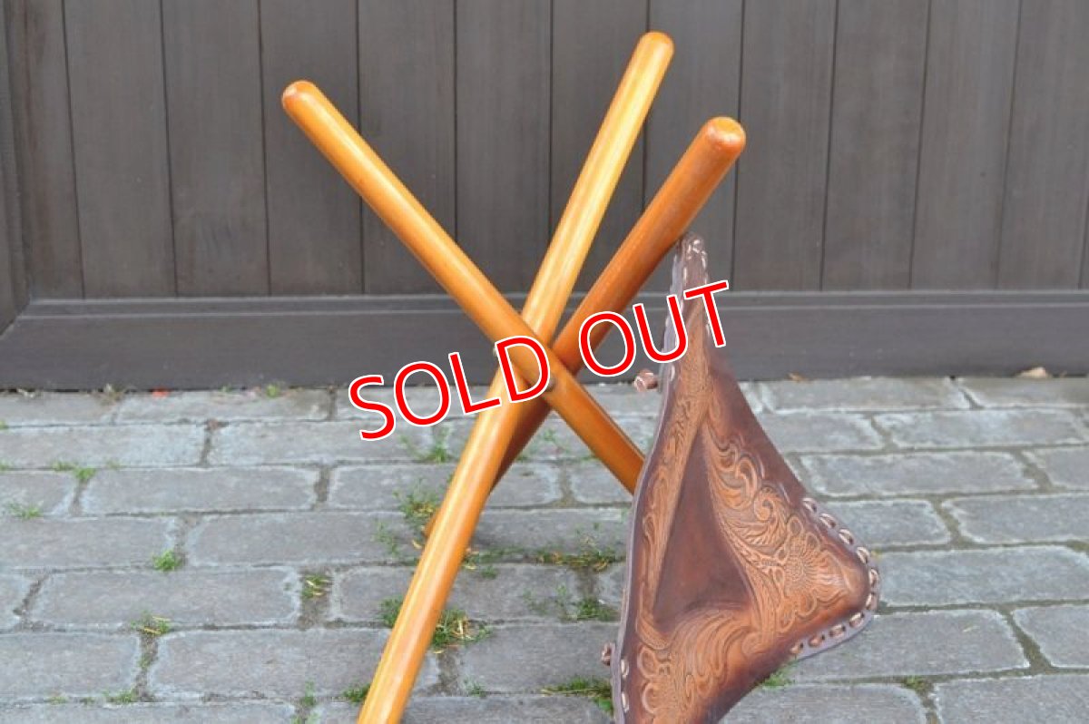 画像6: ヴィンテージ本革ハンティングチェア (6)