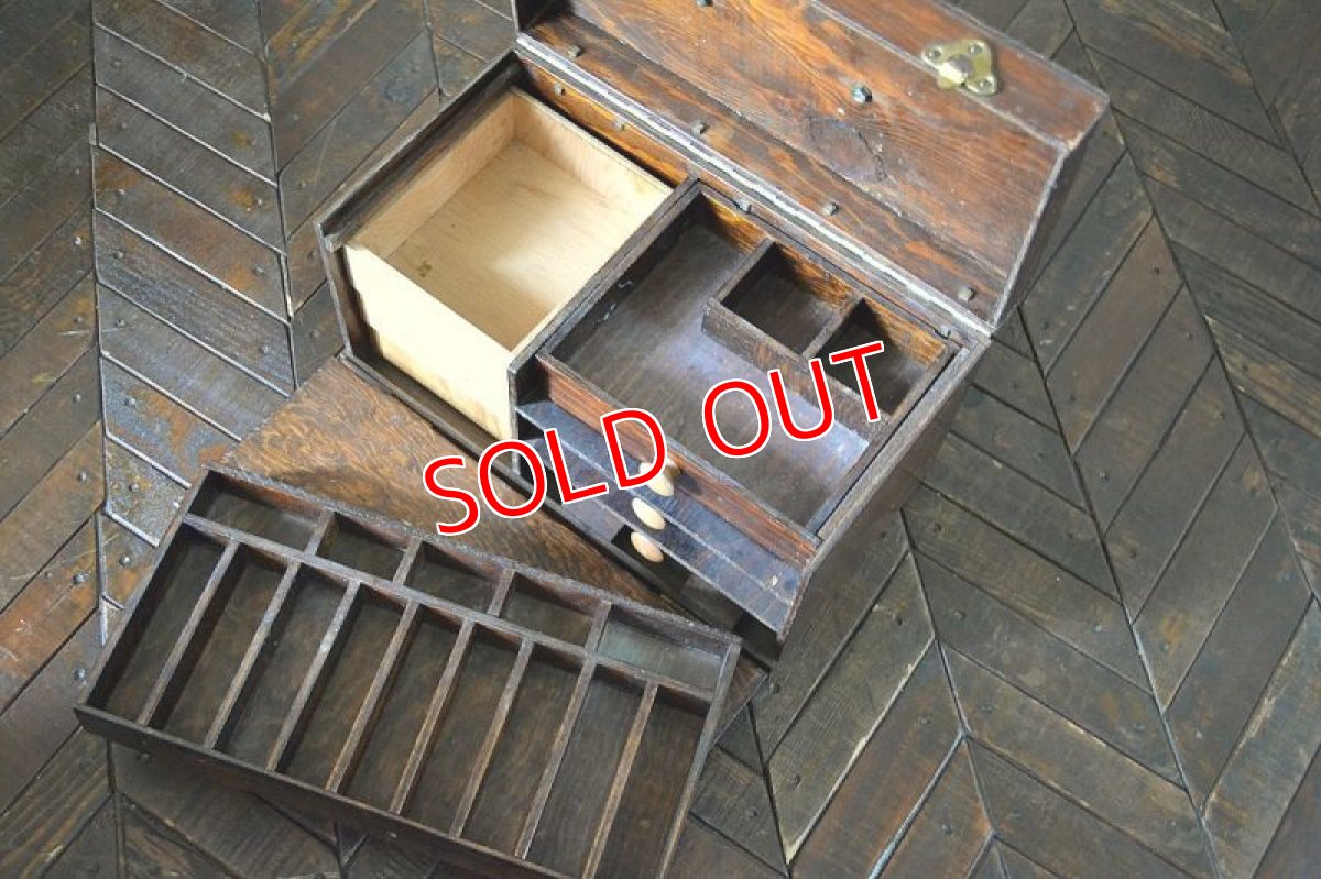 画像7: US50s木製タックルボックス (7)