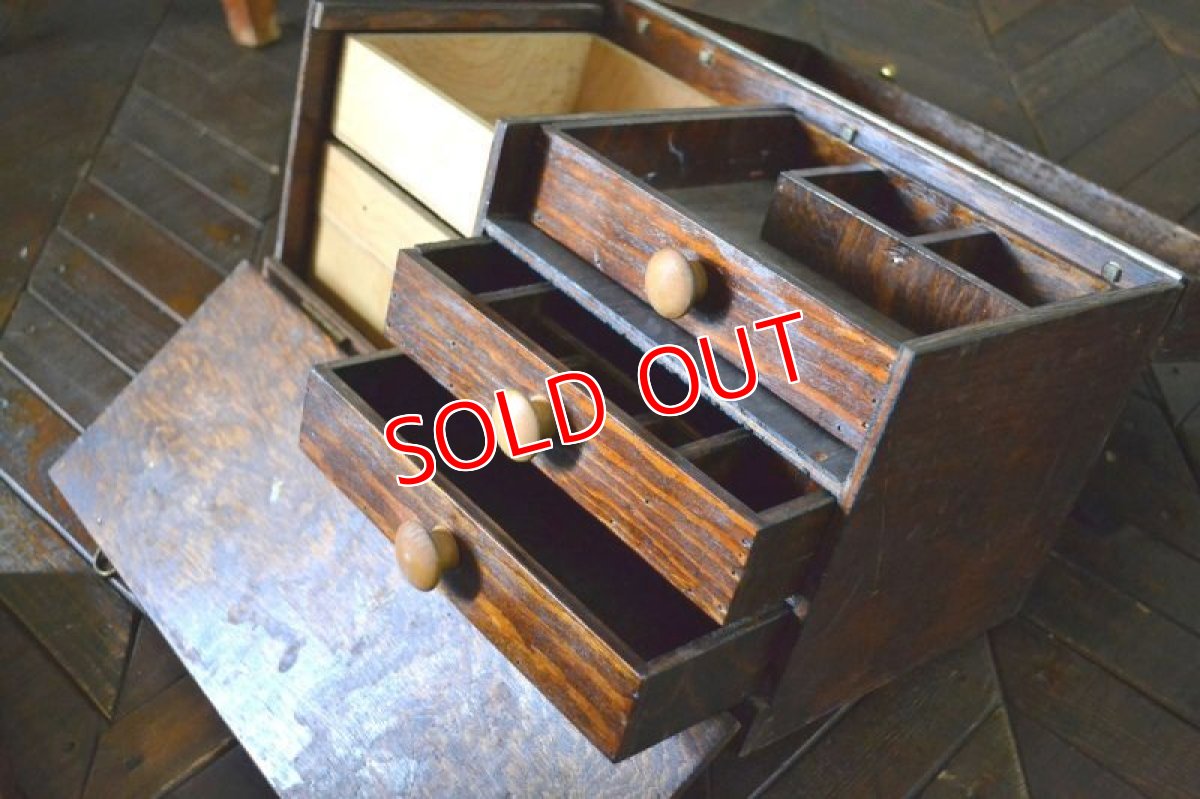 画像9: US50s木製タックルボックス (9)