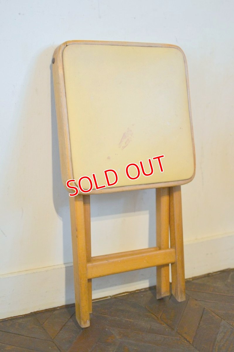 画像7: 50s木製フォールディングスツール/イエロー (7)