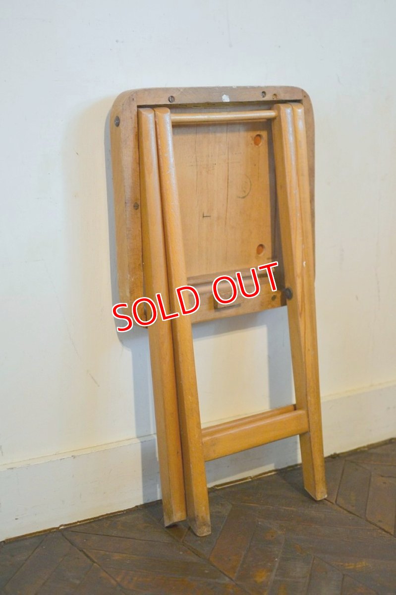 画像8: 50s木製フォールディングスツール/イエロー (8)