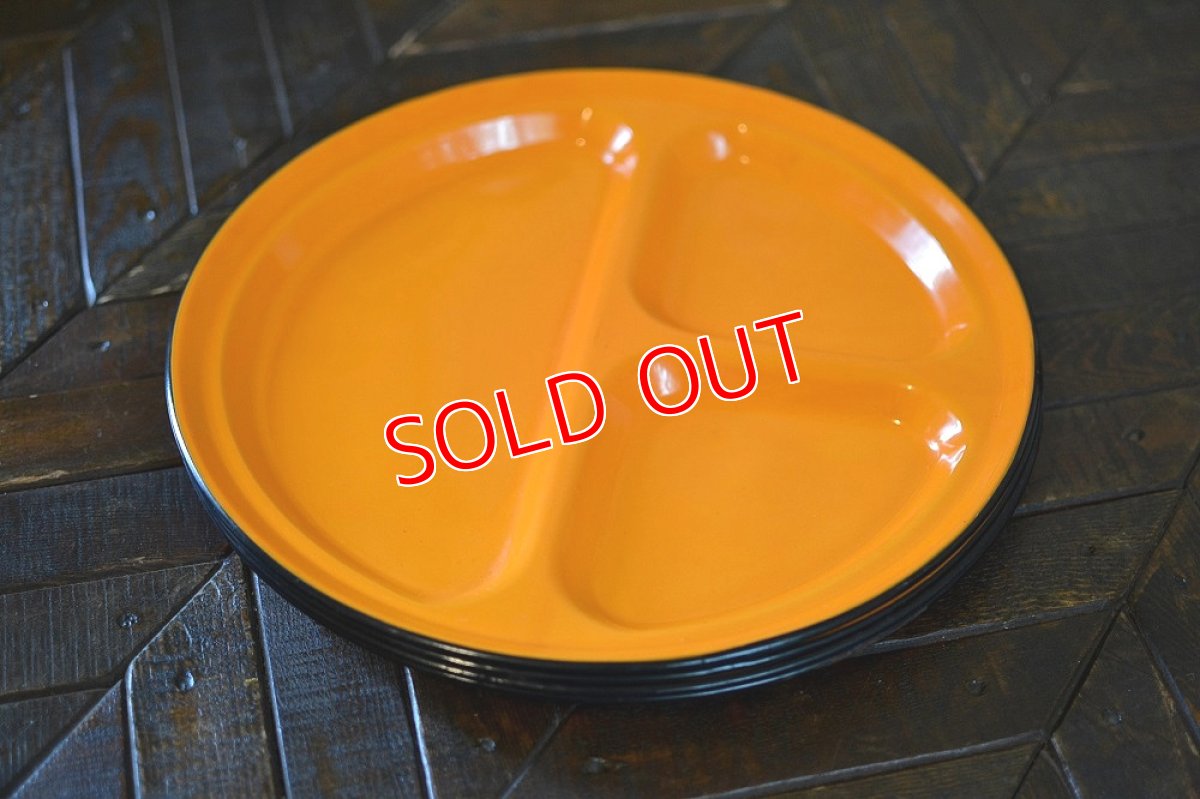画像4: ＵＳヴィンテージ・スリーコンパートメントホーロープレート/オレンジ (4)