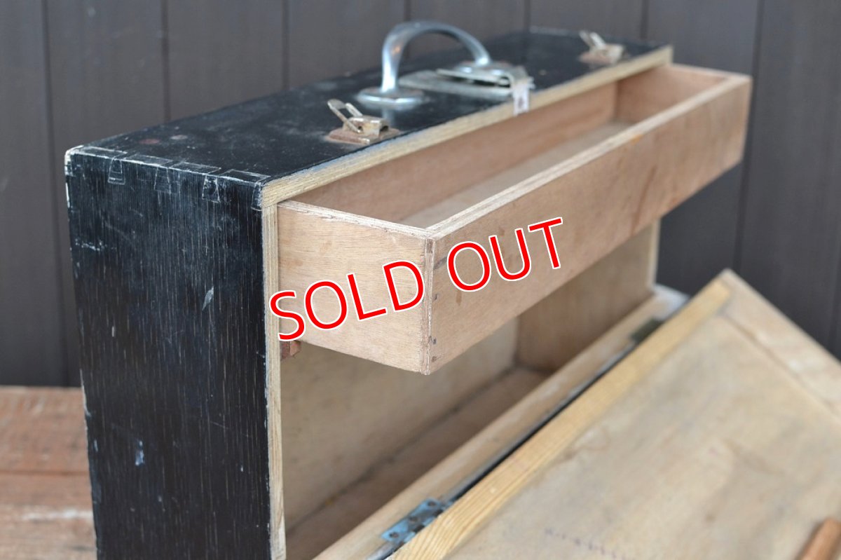 画像9: 50s木製ツールボックス/ブラック (9)