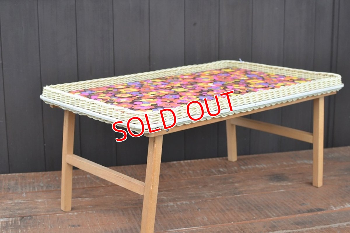 画像2: 80sレトロフラワートレーテーブル (2)