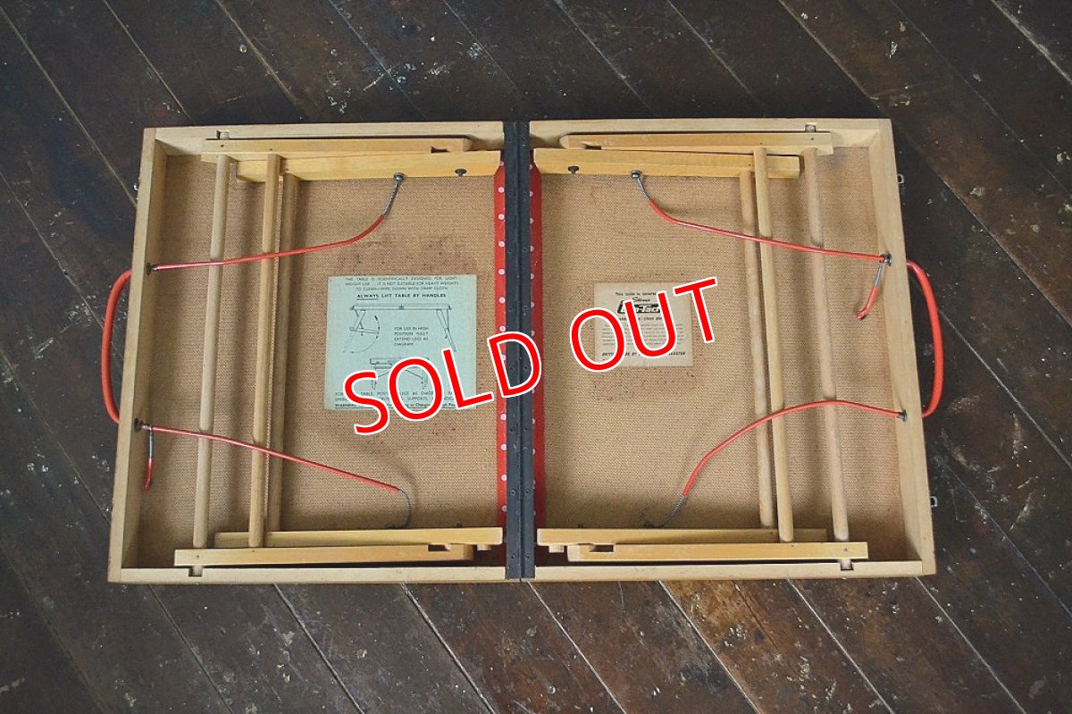 画像8: 60s 2段階調整可能ピクニックテーブル・ローテーブル/赤ドット柄 (8)