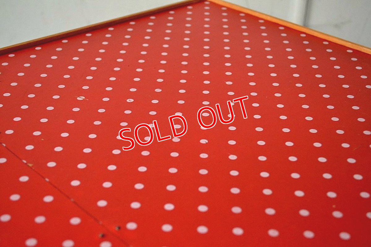 画像5: 60s 2段階調整可能ピクニックテーブル・ローテーブル/赤ドット柄 (5)