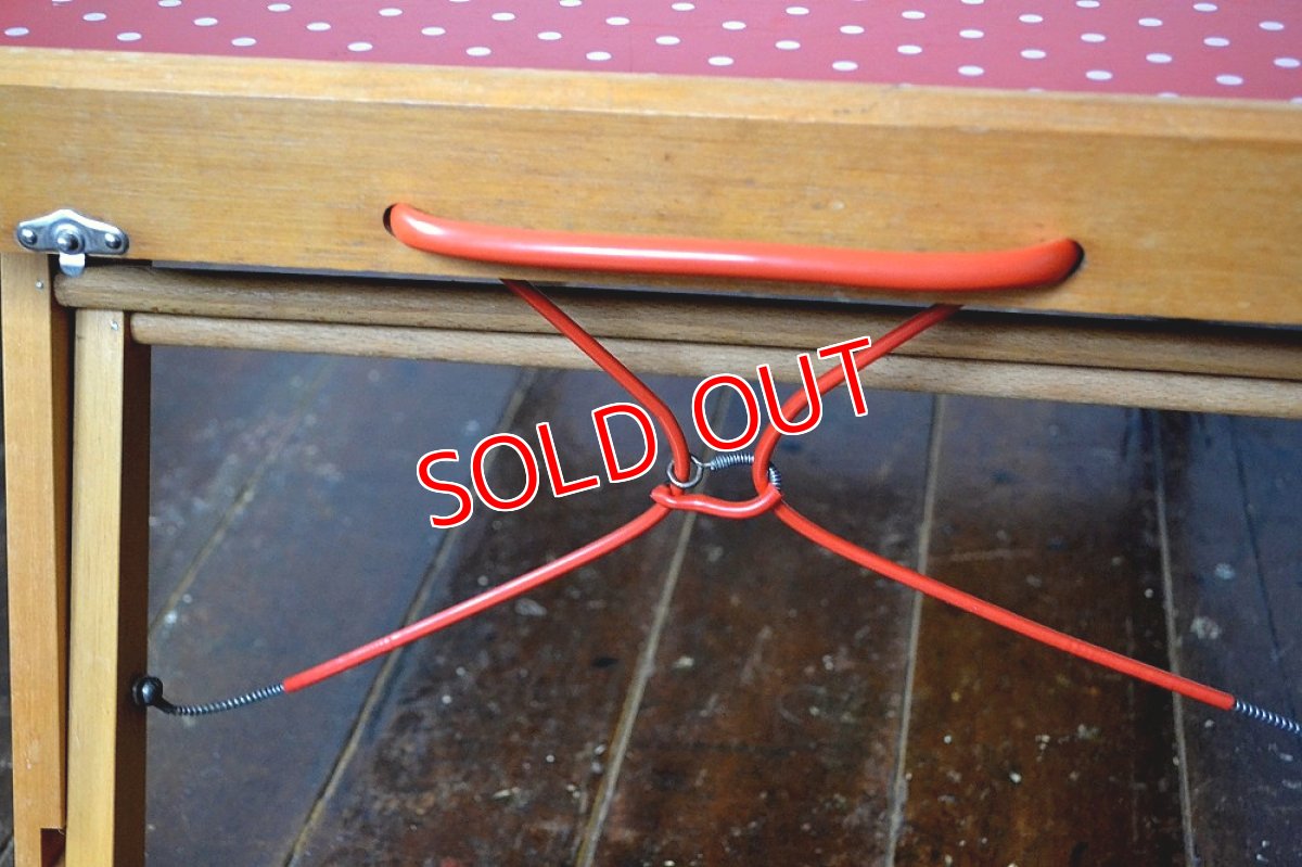 画像4: 60s 2段階調整可能ピクニックテーブル・ローテーブル/赤ドット柄 (4)