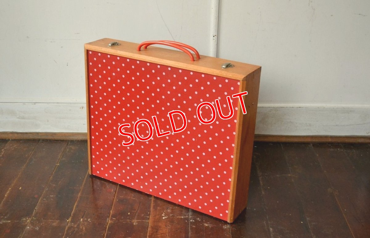 画像10: 60s 2段階調整可能ピクニックテーブル・ローテーブル/赤ドット柄 (10)