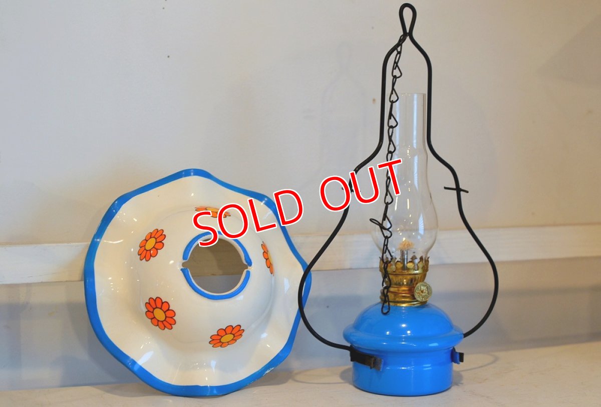 画像2: 60sヴィンテージ・レトロフラワーシェード・オイルランプ (2)