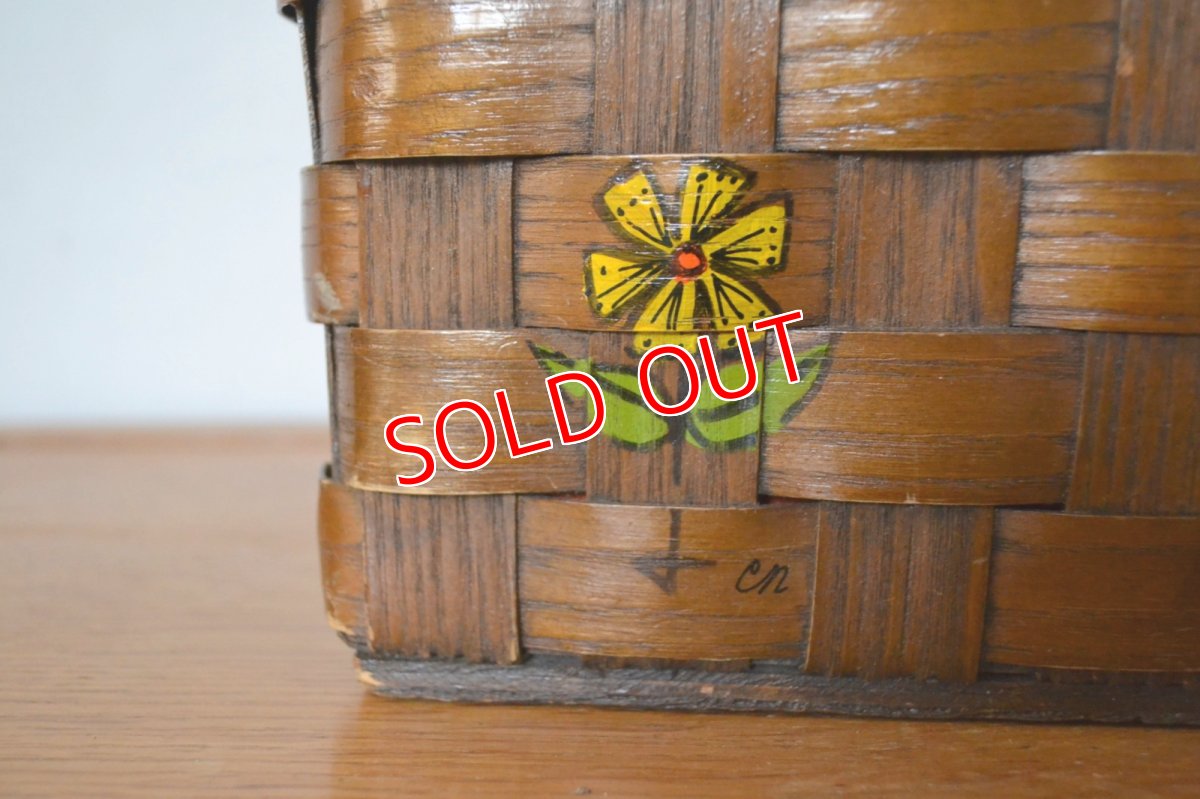 画像4: US70sカロナンバスケット レトロフラワー＆少女 (4)