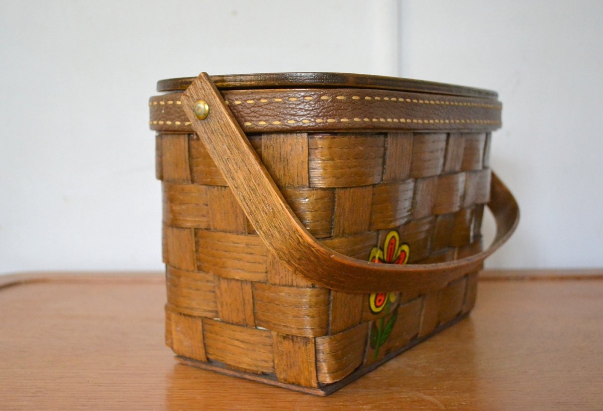 画像4: US70sカロナンバスケット レトロフラワー (4)