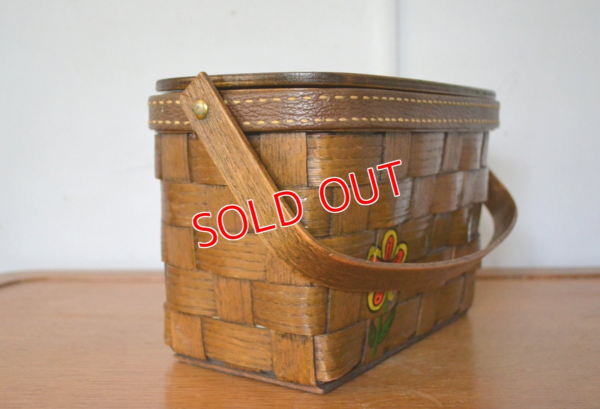 画像4: US70sカロナンバスケット レトロフラワー (4)